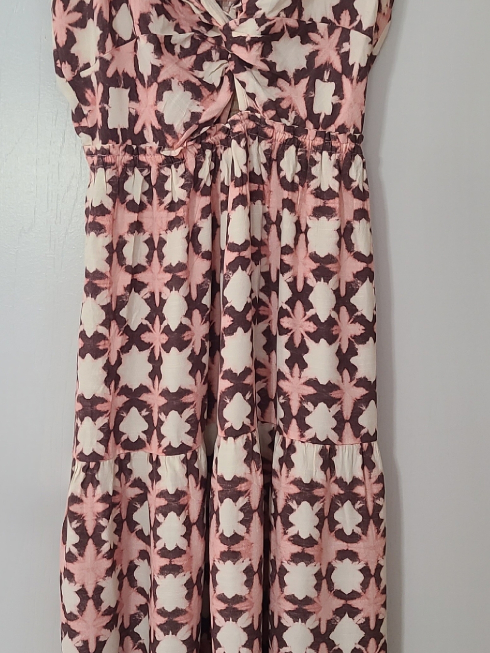 LOFT Pink and Brown Floral-Tie Maxi Dress